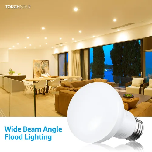 Vista 4 de TORCHSTAR Paquete de 8 bombillas LED BR20, luz de inundación para interiores R20, regulable, 7.5 W (50 W equivalente), UL y Energy Star, 3000 K