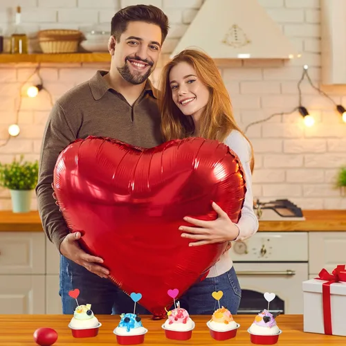 Vista 6 de Juego de 300 moldes para tartas en forma de corazón para el día de San Valentín, de 1.86 onzas, desechables, mini moldes para tartas con tapas