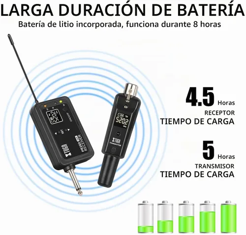 Vista 3 de XTUGA PR260 Adaptador de micrófono inalámbrico, transmisor y receptor UHF XLR