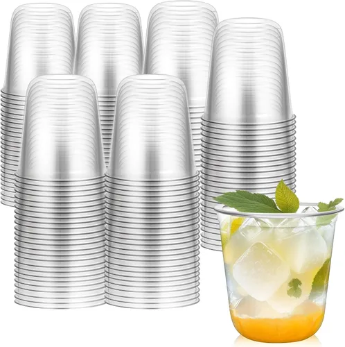 Vista 10 de Vasos Desechables sin Tallo 12oz Copas de Plástico Cristal Vasos Desechables para Bebidas Frías de Fiesta Copas de Vino para Reuniones Bodas