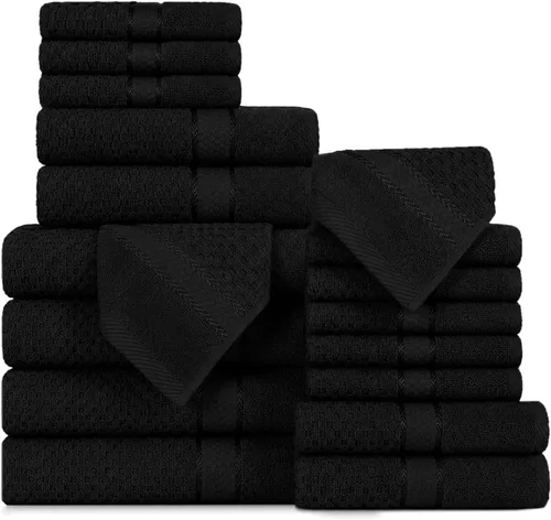 Vista 26 de Ample Decor Juego de toallas de baño 100% algodón, 6 piezas, suaves y absorbentes, de secado rápido, juego de toallas de baño