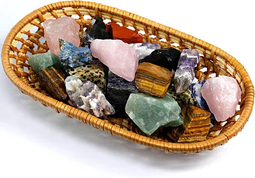 Vista 4 de KomeStone Rocas de piedras preciosas ásperas para vasos de roca, piedras de cristal natural crudo para tocar rocas, funciona para cualquier vaso