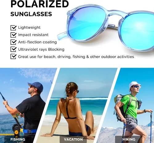 Vista 6 de JOORTI Gafas de sol polarizadas para mujeres y hombres protección UV