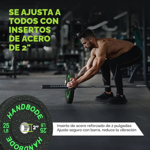 Vista 4 de HANDBODE 2-Inch High-Bounce Bumper Plates, Olympic Weight Set, 10-650 lb
