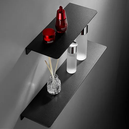 Vista 7 de Estante flotante, estante de pared de metal negro para sala de estar, baño, cocina, dormitorio, estantes de exhibición de 12 pulgadas