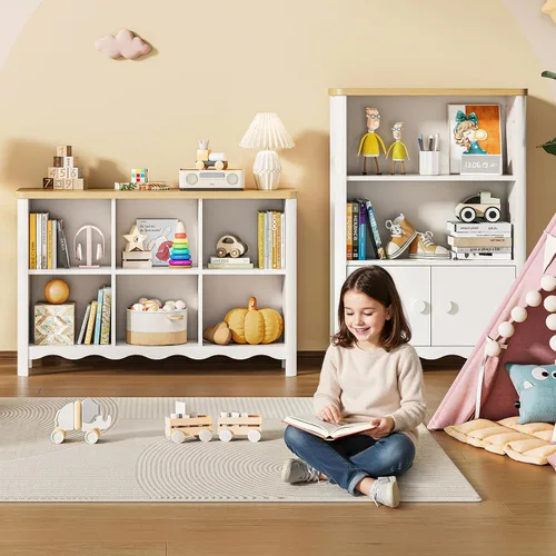 Vista 3 de ONBRILL Estante Organizador de Almacenamiento de 6 Cubos, Estantería y Organizador de Almacenamiento de Juguetes para Habitaciones de Niños, Estante