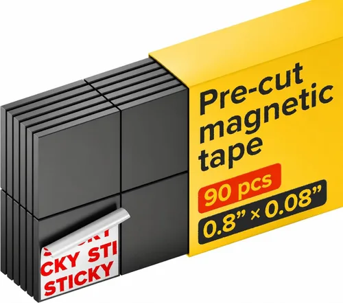 Vista 7 de Imanes Hiper-Adhesivos con Respaldo Adhesivo - 45 piezas de 1.2x0.08" Cuadrados Magnéticos Fuertes para Pizarra Blanca y Refrigerador - Calcomanías