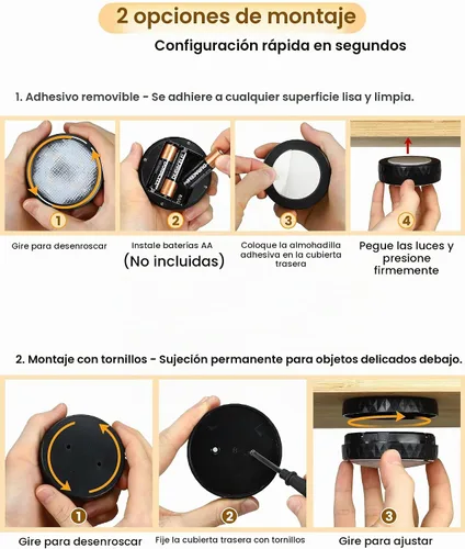 Vista 4 de TECOMLIGHT Luces de disco con control remoto, 3 tonos blancos y 13 colores Negro