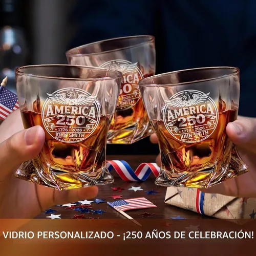 Vista 6 de Juego de decantador de whisky trenzado personalizado para el 250 aniversario, regalo de independencia de Estados Unidos 250 para hombres, nombre