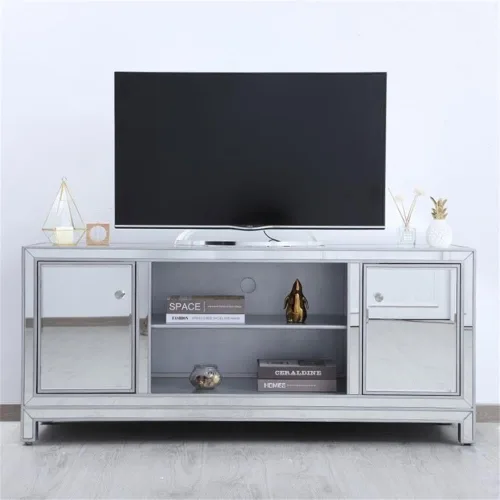 Vista 7 de Elegant Decor Soporte de TV con espejo de 60 pulgadas en plata antigua