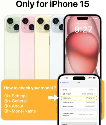 Vista 2 de andobil Funda para iPhone 15 [soporte de anillo de 360°] [compatible con Magsafe] [compatible con Magsafe] Protección militar contra caídas sin