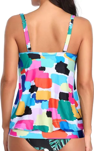 Vista 2 de Yonique Blusa tipo tankini para mujer, sin parte inferior, ajuste holgado, camiseta sin mangas