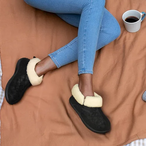 Vista 6 de RockDove Pantuflas tipo botín Sierra de piel sintética para mujer