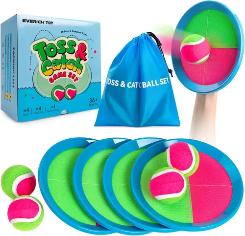 Vista 12 de Juego de Pelota de Lanzar y Atrapar y Pelota de Paleta, Juegos al Aire Libre para Juguetes de Niños, Juegos Familiares de Navidad, Juego de Playa