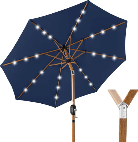 Vista 72 de Best Choice Products Sombrilla de Patio Solar de Poliéster con Luz LED de 10 pies con Ajuste de Inclinación y Tela Resistente a los Rayos UV - Gris