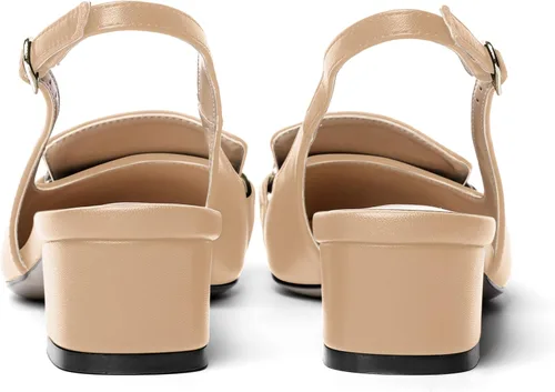 Vista 4 de MOVINSTEPS Zapatos de tacón bajo con hebilla mate para mujer, con correa ajustable, con correa ajustable, tacón bajo, 1.5 pulgadas Beige