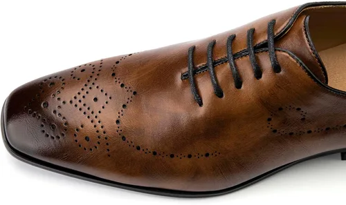 Vista 2 de Meijiana Zapatos formales Oxfords para hombre, zapatos casuales de negocios con cordones, zapatos de vestir de moda para hombres