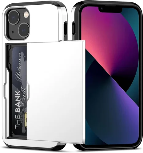 Vista 40 de Nvollnoe Funda para iPhone 13 con tarjetero [almacena 5 tarjetas] Funda tipo cartera de doble capa resistente a prueba de golpes con ranura oculta