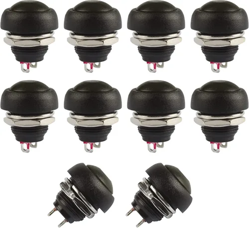 Vista 15 de Ampper Mini interruptores momentáneos de botón, 2 pines de encendido y apagado 1A, 250 V, CA, 0.276 in, redondo, SPST, interruptor de botón Negro