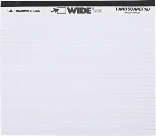 Vista 18 de ROARING SPRING Wide Landscape Legal Pad, amarillo canario, 2 blocs, 11 x 9.5 pulgadas, a rayas universitarias con margen, papel reciclado de 20