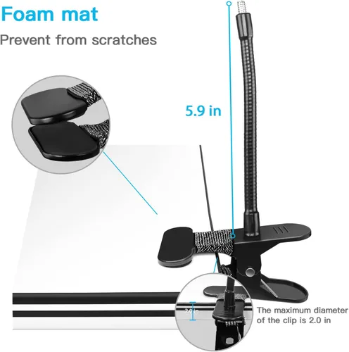 Vista 4 de Soporte de abrazadera para cámara Arlo Pro 5S/Pro 4/Pro 3/Pro 2/Essential/eufy/AOSU/Reolink y más cámara de tornillo de 1/4 pulgadas