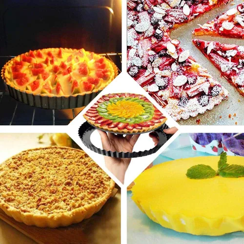 Vista 6 de Gutsdoor Sartén para tartas de 10 pulgadas con parte inferior extraíble antiadherente para quiche moldes redondos para hornear