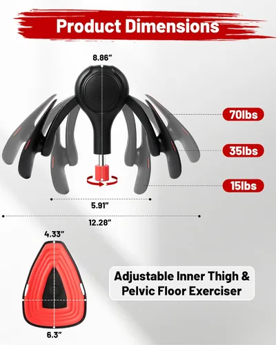 Vista 8 de Pelvic Floor Exercise Devices, Thigh Trainer for Women 360° Rotatable TPE Cushion, Strengthens Pelvic Muscles & Inner Thigh, Portable Kegel Gear