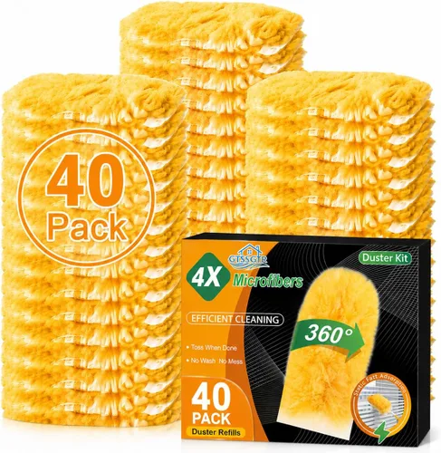 Vista 9 de Mango extensible de 6 pies con 20 piezas, kit de repuestos de plumero resistente de 360° para Swiffer, microfibra electrostática 4 veces