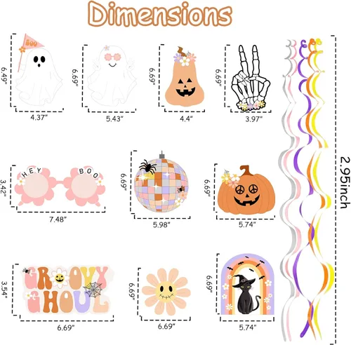 Vista 3 de 20 decoraciones geniales de Halloween, hippie de Halloween, remolinos colgantes de remolinos espeluznantes y espeluznantes serpentinas