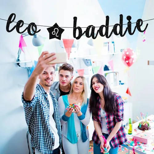 Vista 3 de Cartel de Leo Baddie, letrero de temporada Big Leo Energy/Leo, 12 constelaciones del zodiaco Leo, decoraciones de fiesta de cumpleaños temáticas