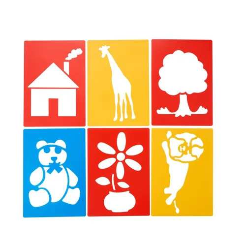 Vista 9 de Colorations Plantillas grandes de plástico lavable para objetos cotidianos, juego de 12