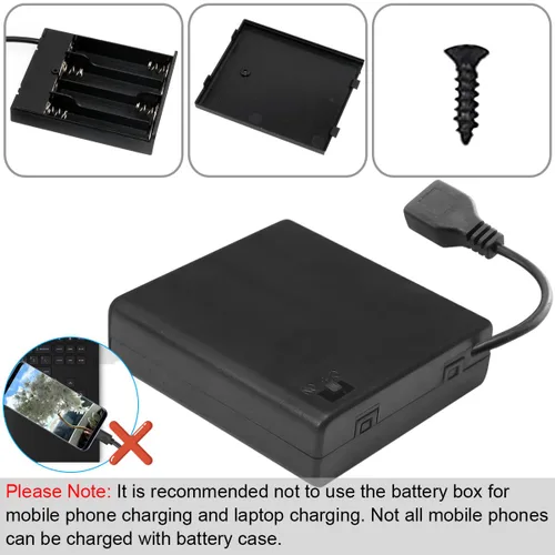 Vista 2 de 4 piezas 4 AA soporte de batería USB interruptor, 6 V USB hembra zócalo, 4 x 1.5V AA caja caja caja titular interruptor de encendido/apagado