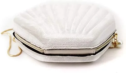 Vista 5 de Bolso de noche de concha de mar para mujer, bolso de hombro con correa de cadena de sirena, bolso de mano