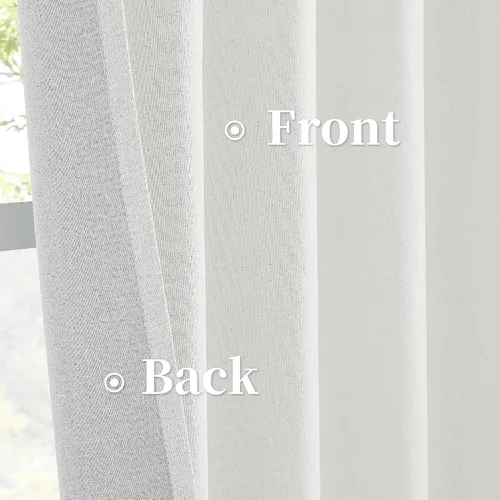 Vista 4 de KEQIAOSUOCAI - Cortinas opacas naturales de 108 pulgadas de largo, cortinas modernas con pestaña trasera, paneles plisados para sistema de cortina