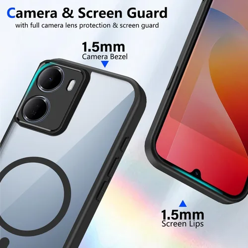 Vista 53 de Funda magnética transparente compatible con Xiaomi 17T, color negro 2 en 1 PC + TPU cubierta de teléfono a prueba de golpes, carcasa protectora