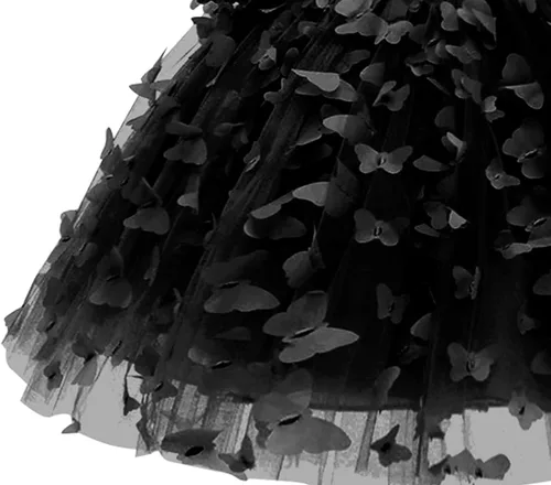 Vista 5 de KLFFLGID Vestido de mariposa con lentejuelas y lazo para bebé niña pequeña, tutú de flores para boda, fiesta de cumpleaños