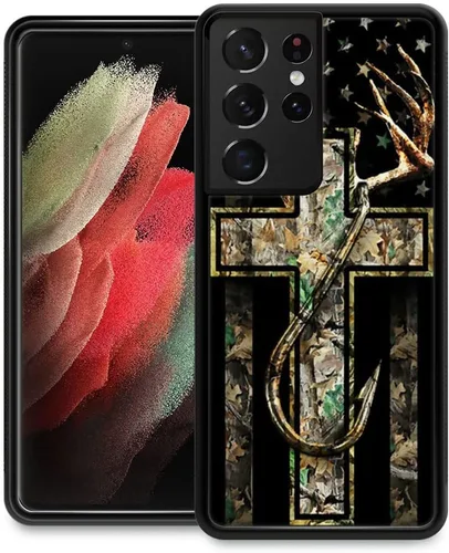 Vista 23 de Funda compatible con Samsung Galaxy S21 Ultra, funda protectora de madera con bandera estadounidense antideslizante y a prueba de golpes
