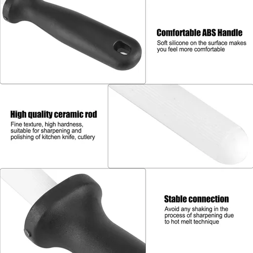 Vista 3 de Afilador de cerámica de 8 pulgadas para tijeras de cocina, herramienta eficiente de afilado grueso y fino con mango ABS