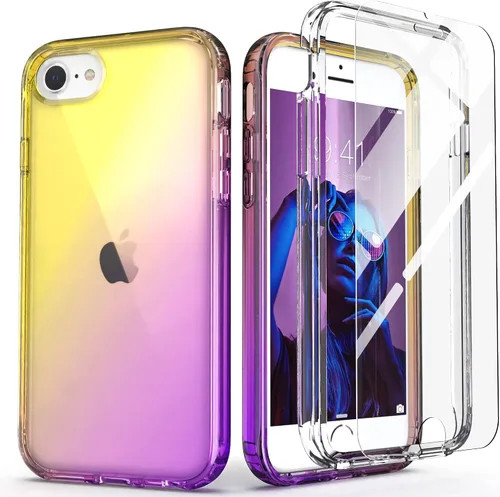 Vista 21 de IDweel para iPhone SE 2020, para iPhone 8 y 7 y SE 2022 (SE 2ª/3ª), funda protectora de cuerpo completo de ajuste delgado con amortiguación de Negro