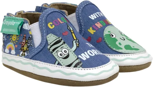 Vista 13 de Robeez Zapatos de cuna con suela suave antideslizantes para bebés varones y unisex, pantuflas mocasines para bebés y niños pequeños, 0-24 meses Lino
