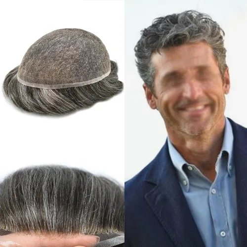 Vista 75 de Peluca de cabello humano con encaje completo, línea capilar real, para hombre, peluca de cabello con nudo blanqueado, pieza de pelo para hombres