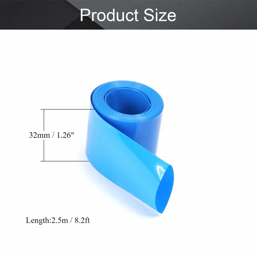 Vista 2 de Othmro Kit de tubos termorretráctiles de batería de 8.2 pies, tubo termorretráctil de PVC de aislamiento de ancho de 1.26 pulgadas, tubo de Azul