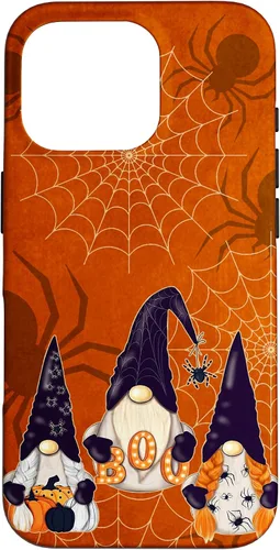 Vista 20 de iPhone 16 Spooky Halloween Gnomes Pumpkin Spider Pattern Witchy Boo Case