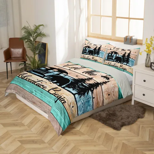 Vista 5 de Erosebridal Camper Bedding - Juego de ropa de cama de 2 piezas, estilo rústico de granja, juego de ropa de cama de campamento para adolescentes