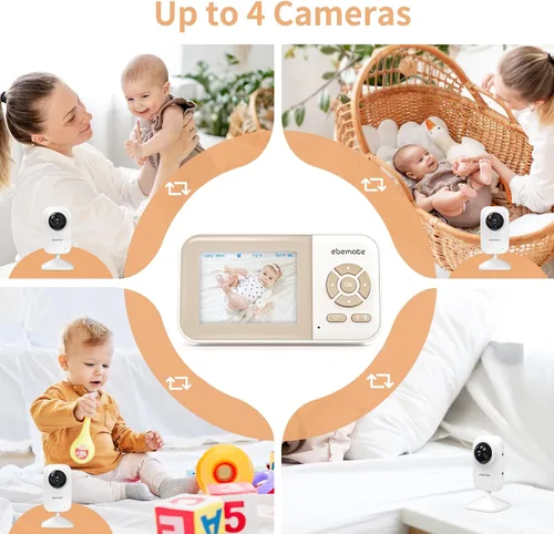 Vista 9 de ebemate Cámara de Monitoreo de Bebé con Video, Cámara de Monitoreo de Audio de Comunicación Bidireccional con Canciones de Cuna Monitoreo de Bebé