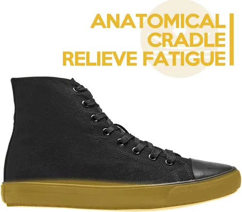 Vista 7 de Zapatos de trabajo de lona antideslizantes para hombres y mujeres, para servicio de comida, color negro, casual, zapatos de servicio de restaurante