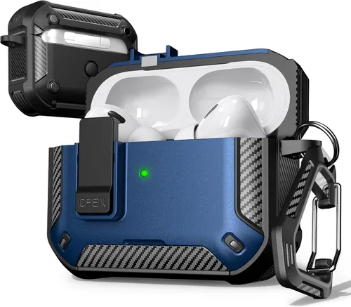 Vista 114 de R-fun Funda de carga compatible con AirPods de 2ª generación 2019, 1ª generación 2016, protección completa contra caídas, tapa desplegable