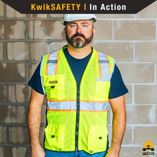 Vista 6 de KwikSafety BIG KAHUNA Safety Vest Class 2 ANSI OSHA Hi Vis Reflective Vest