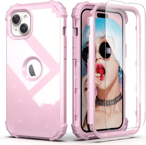 Vista 29 de IDweel Funda para iPhone 15 Plus con Protector de Pantalla, 3 en 1 Resistente a Golpes Ajuste Delgado Híbrida de Servicio Pesado Cubierta Dura de PC