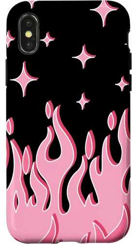 Vista 5 de Lindo patrón de llama rosa Grafitti Flames Pastel Goth Case para iPhone 17
